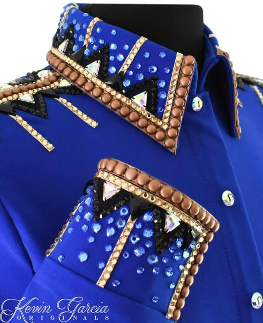 Kevin Garcia Originals Royal Blue, Copper, Gold & Black w/ Shoulder Design- Size 10