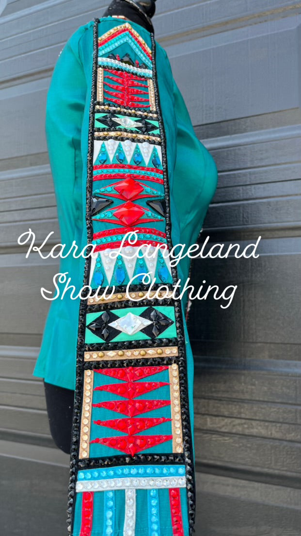 Kara Langeland Deep Teal, Red, White, Mint & Gold Full Sleeve - Medium/Large