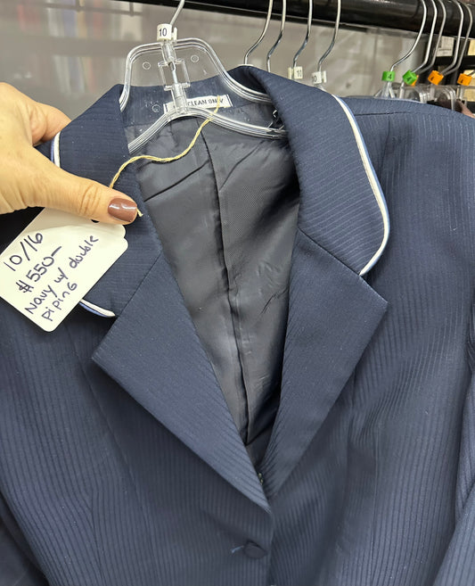 Boo Yah Navy Stripe with Double Navy/White Piping - Size 10
