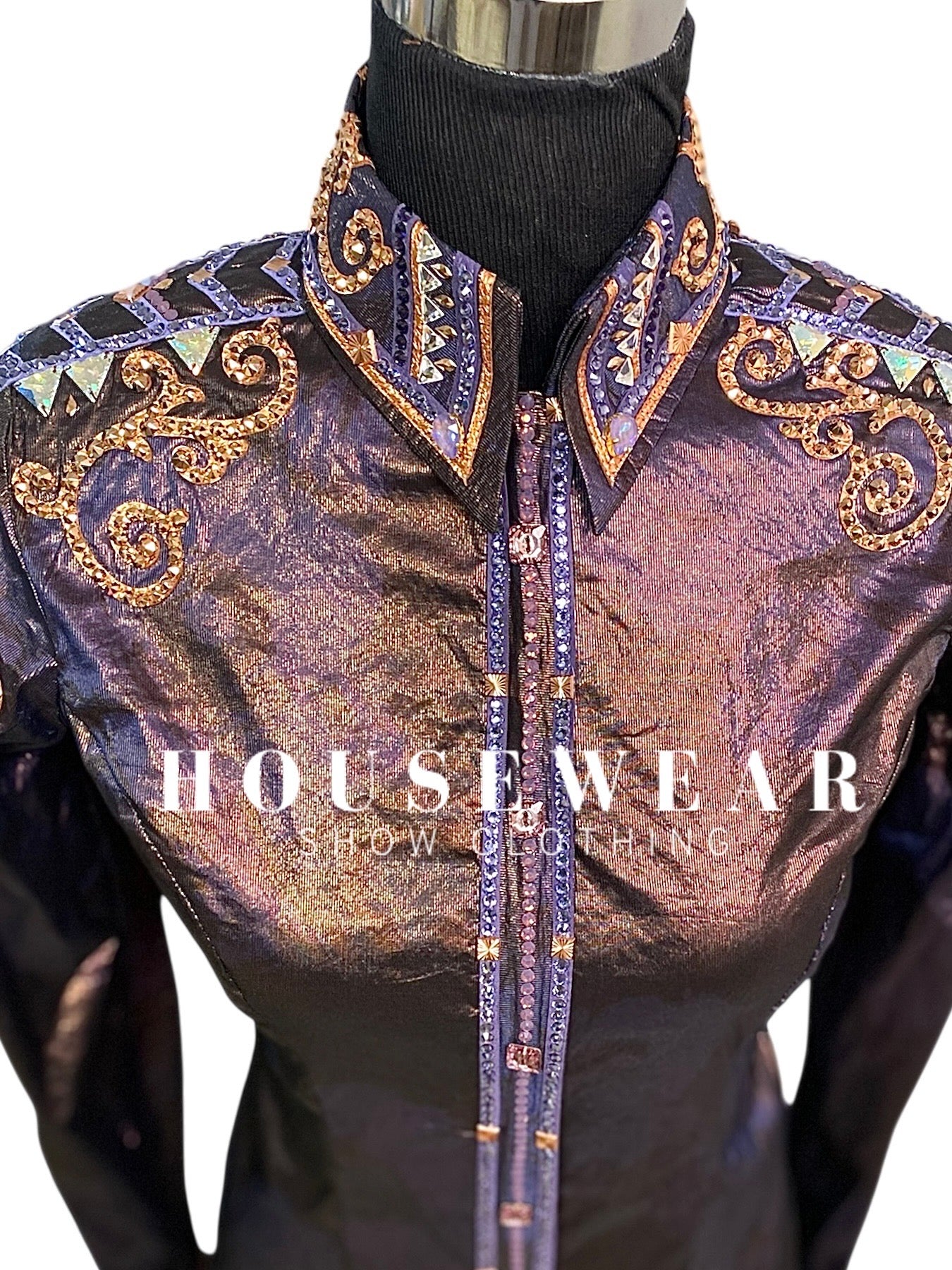 Housewear Show Clothing Deep Purple Metallic & Bronze Full Sleeve - Medium/Large