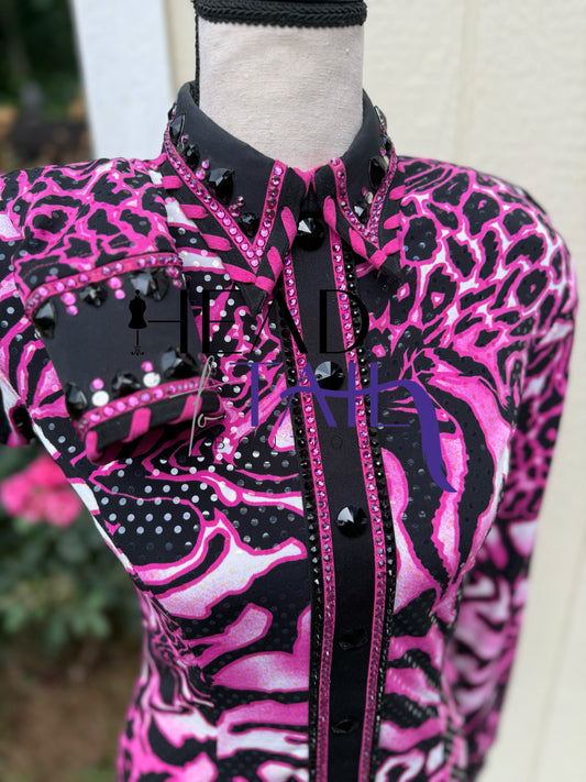 By Rachel Black & Pink Print Back Zip - Small - FINAL SALE