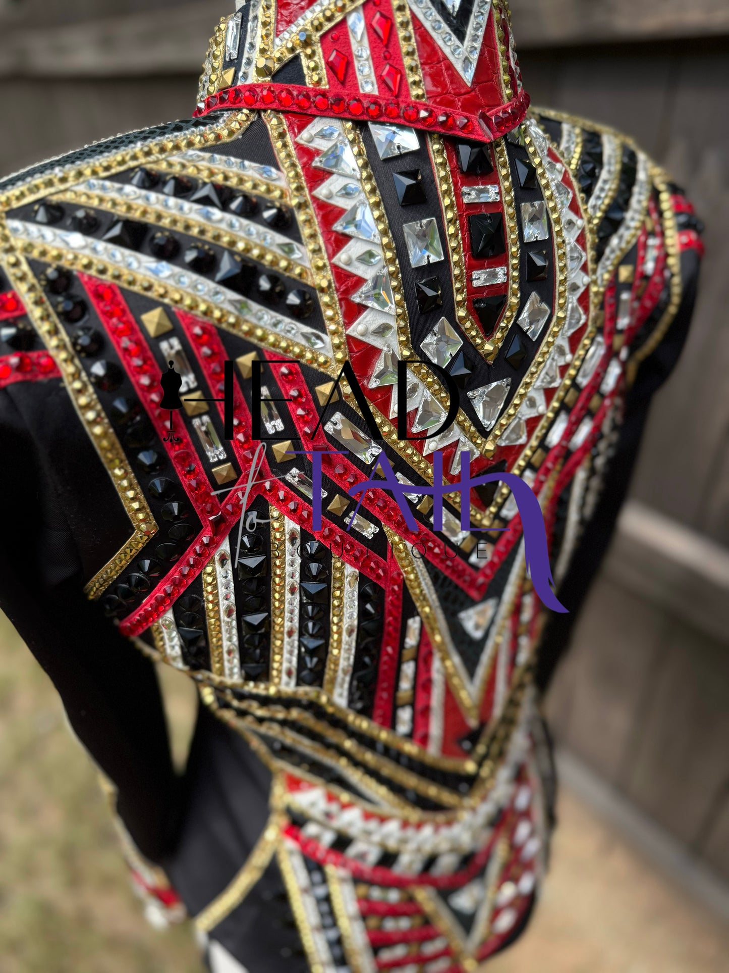 Lindsey James Show Clothing Red, Gold & Black Showmanship Jacket - Youth Large/Adult X-Small