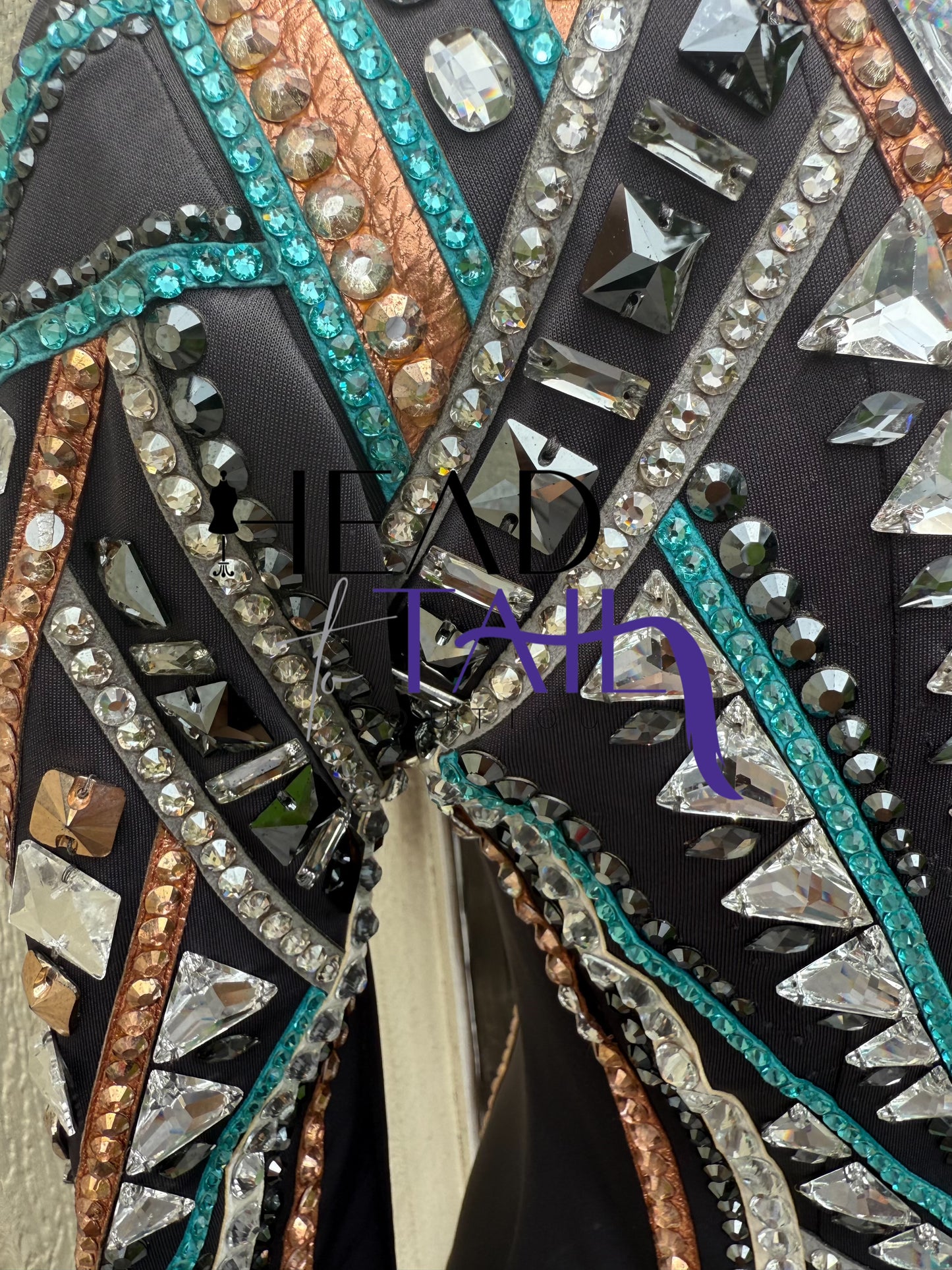 Lindsey James Show Clothing Teal, Rose Gold & Silver Showmanship Jacket - Youth Large/Adult X-Small