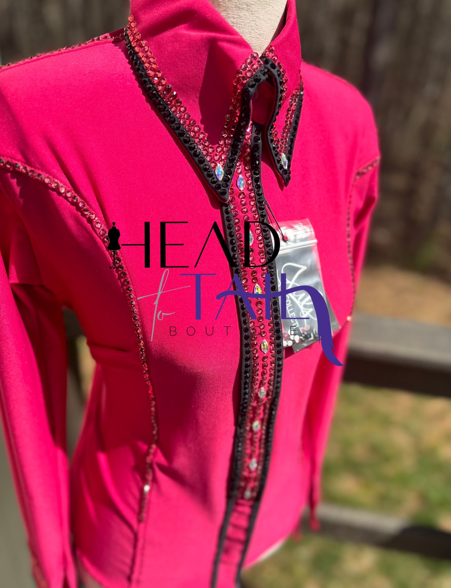 Juls Collection Pink & Black Yoke Shirt - Small/Medium- FINAL SALE