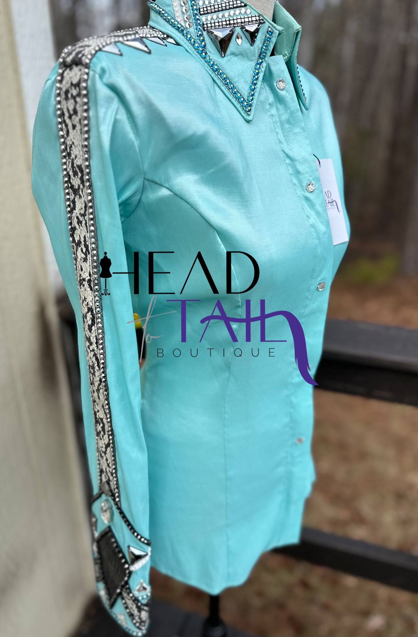 Southern Designs by Shannon Mint. Grey Snakeskin & Blake Day Shirt & Bolero Vest - Small/Medium