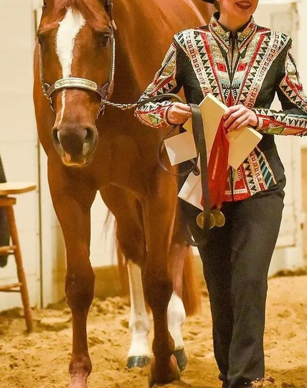 Juls Collection Rose Gold, Blue, Red & Silver Showmanship Jacket- Small