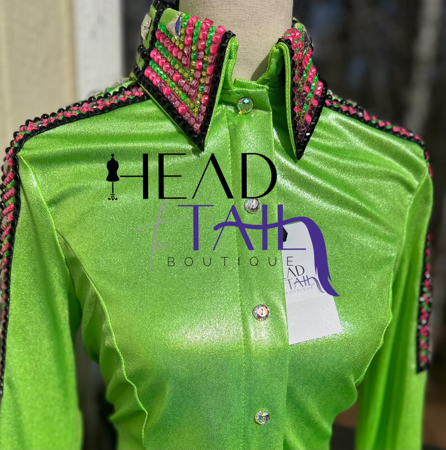 Kevin Garcia Originals Lime Green & Pink 1/2 Sleeve Day Shirt - Size: Custom Piece APX 6/8 SHORT
