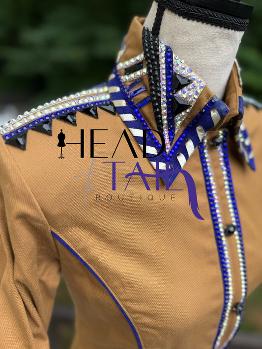 Kevin Garcia Originals Tan Corduroy, Cobalt Blue, Black & Silver - Appx 4