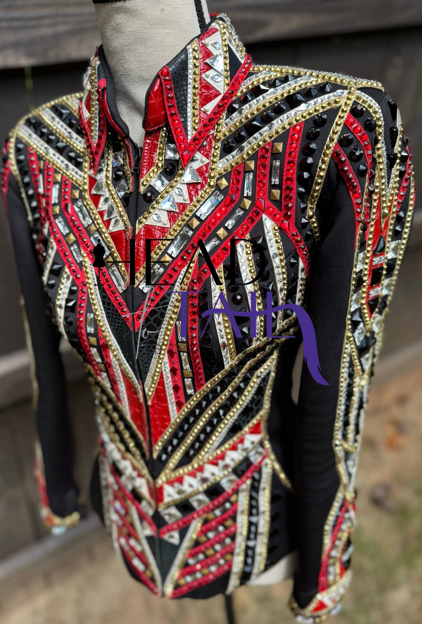Lindsey James Show Clothing Red, Gold & Black Showmanship Jacket - Youth Large/Adult X-Small