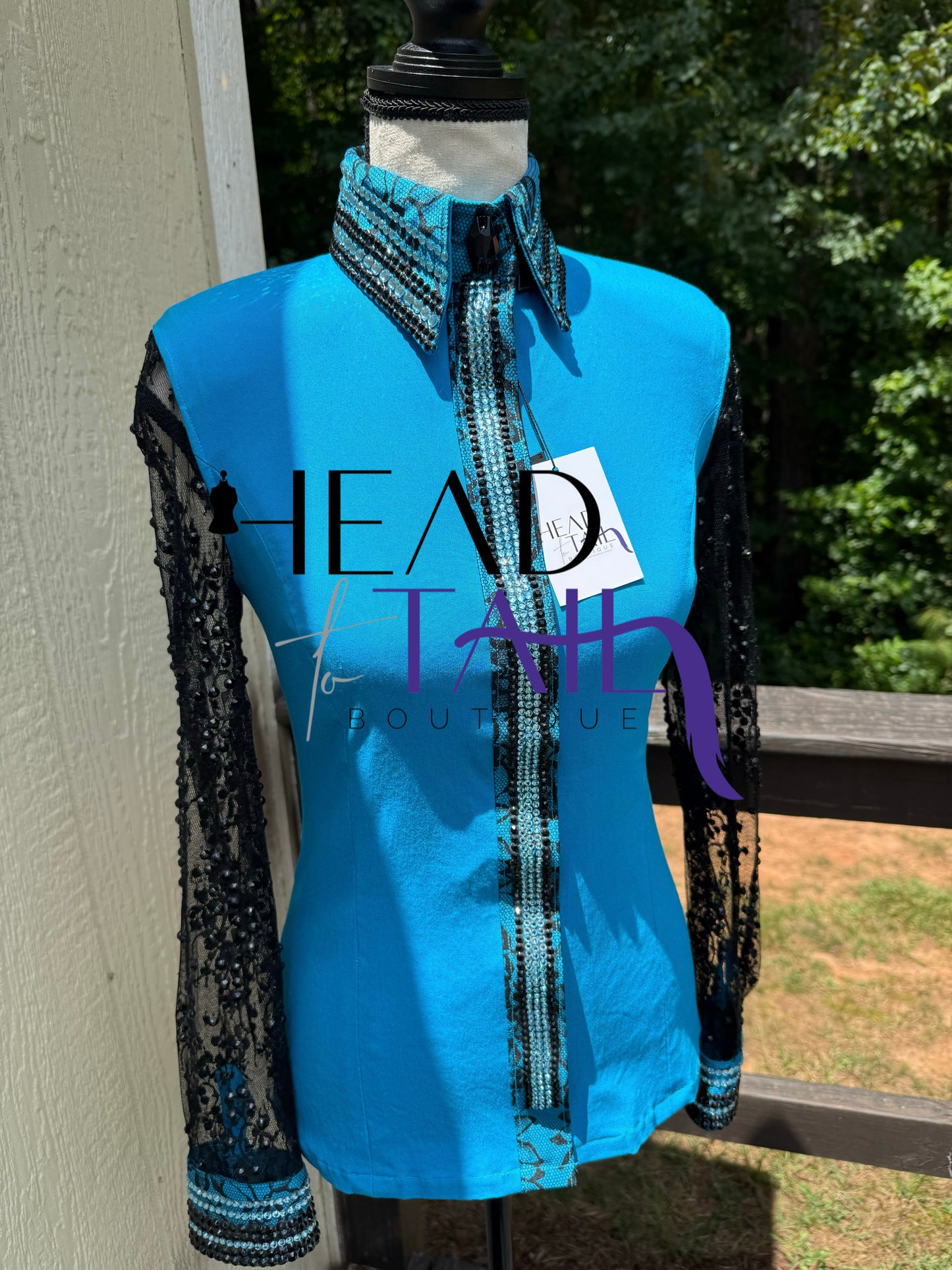 DDesigns Blue with Black Sheer Day Shirt - X-Small - FINAL SALE