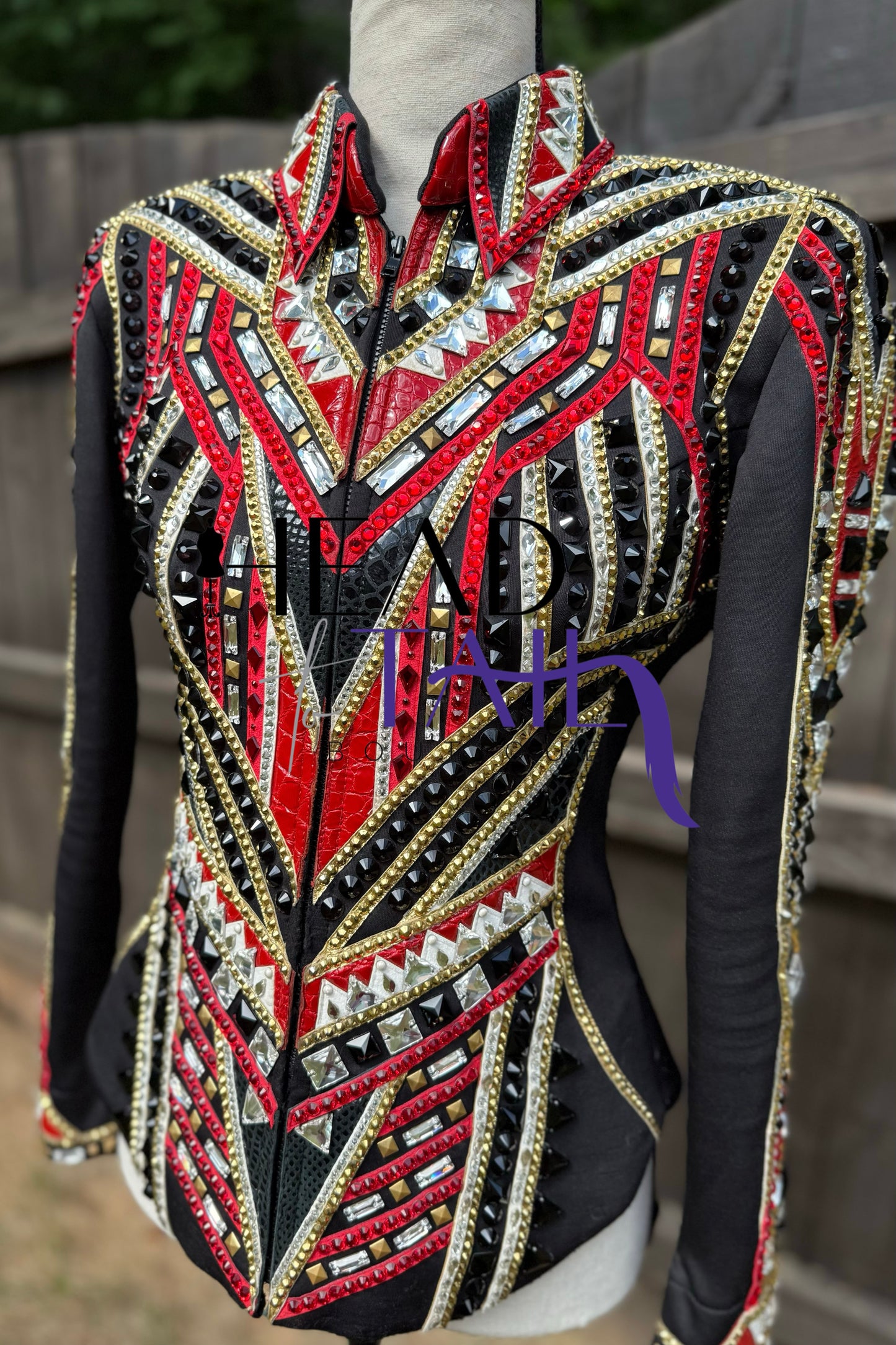 Lindsey James Show Clothing Red, Gold & Black Showmanship Jacket - Youth Large/Adult X-Small