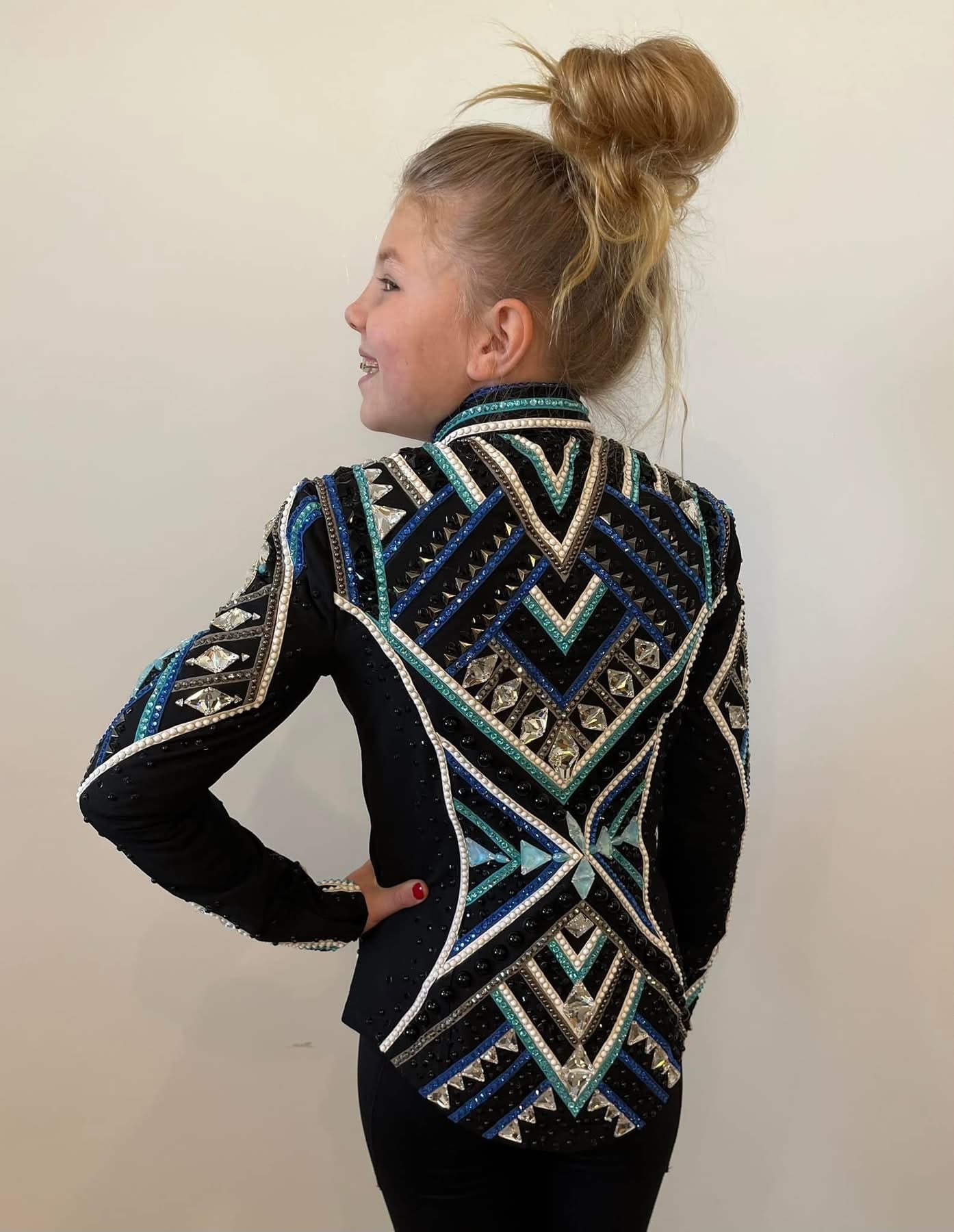 Kara Langeland Black Base with Blues & White Jacket - YOUTH