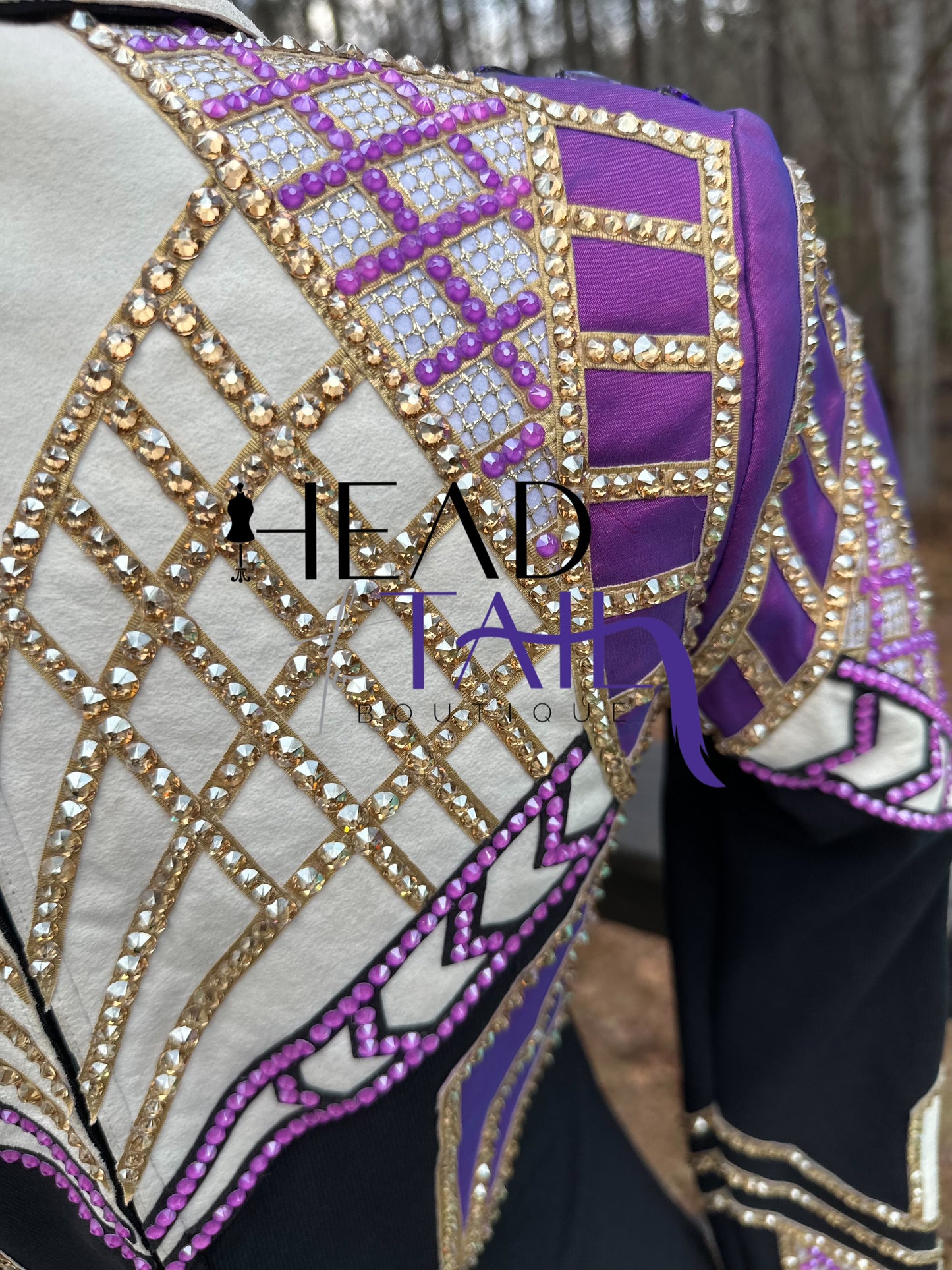 Unbridled Couture Showmanship, Horsemanship, Vest & Day Shirt Magenta Purple & Gold 4 Piece Set - YOUTH Large/ADULT XS