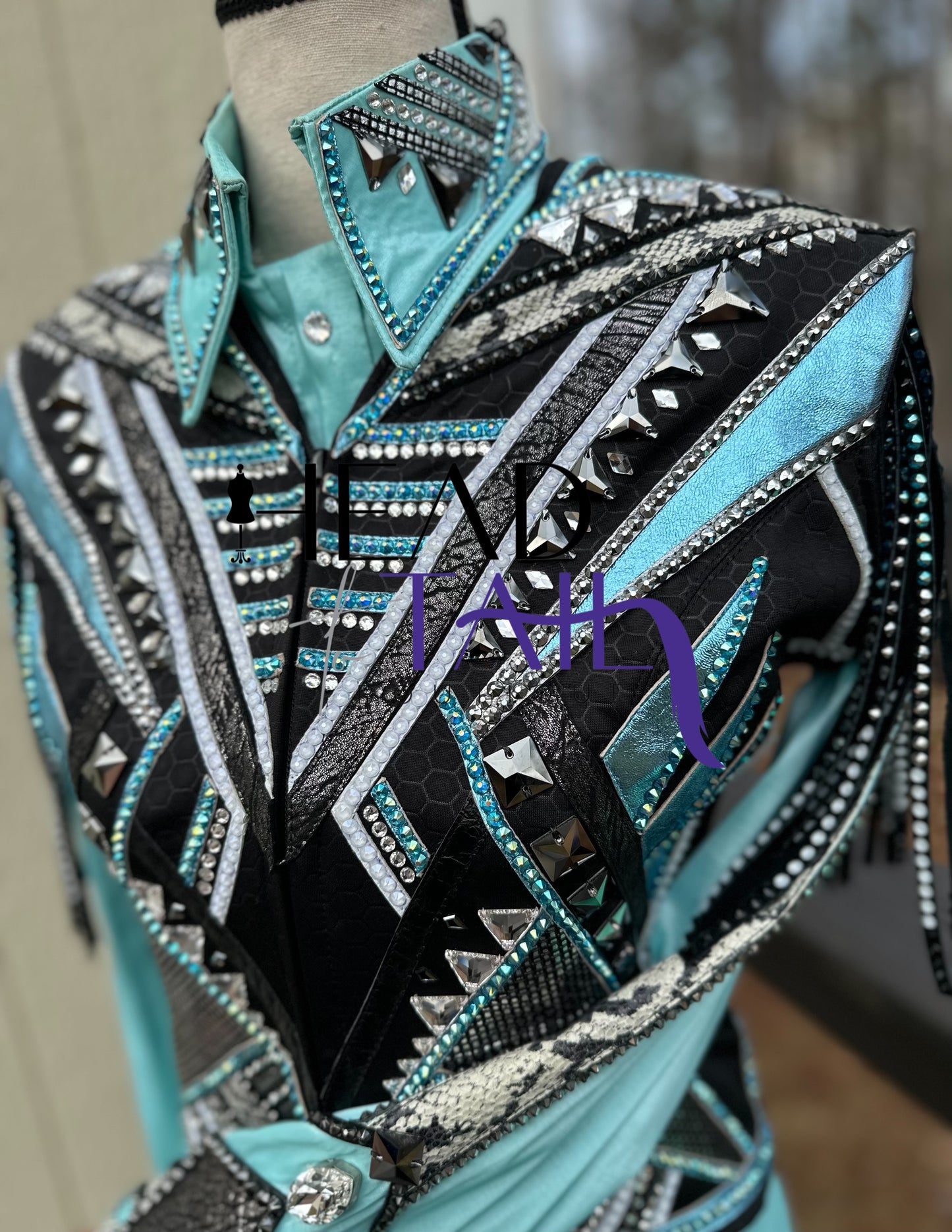 Southern Designs by Shannon Mint. Grey Snakeskin & Blake Day Shirt & Bolero Vest - Small/Medium