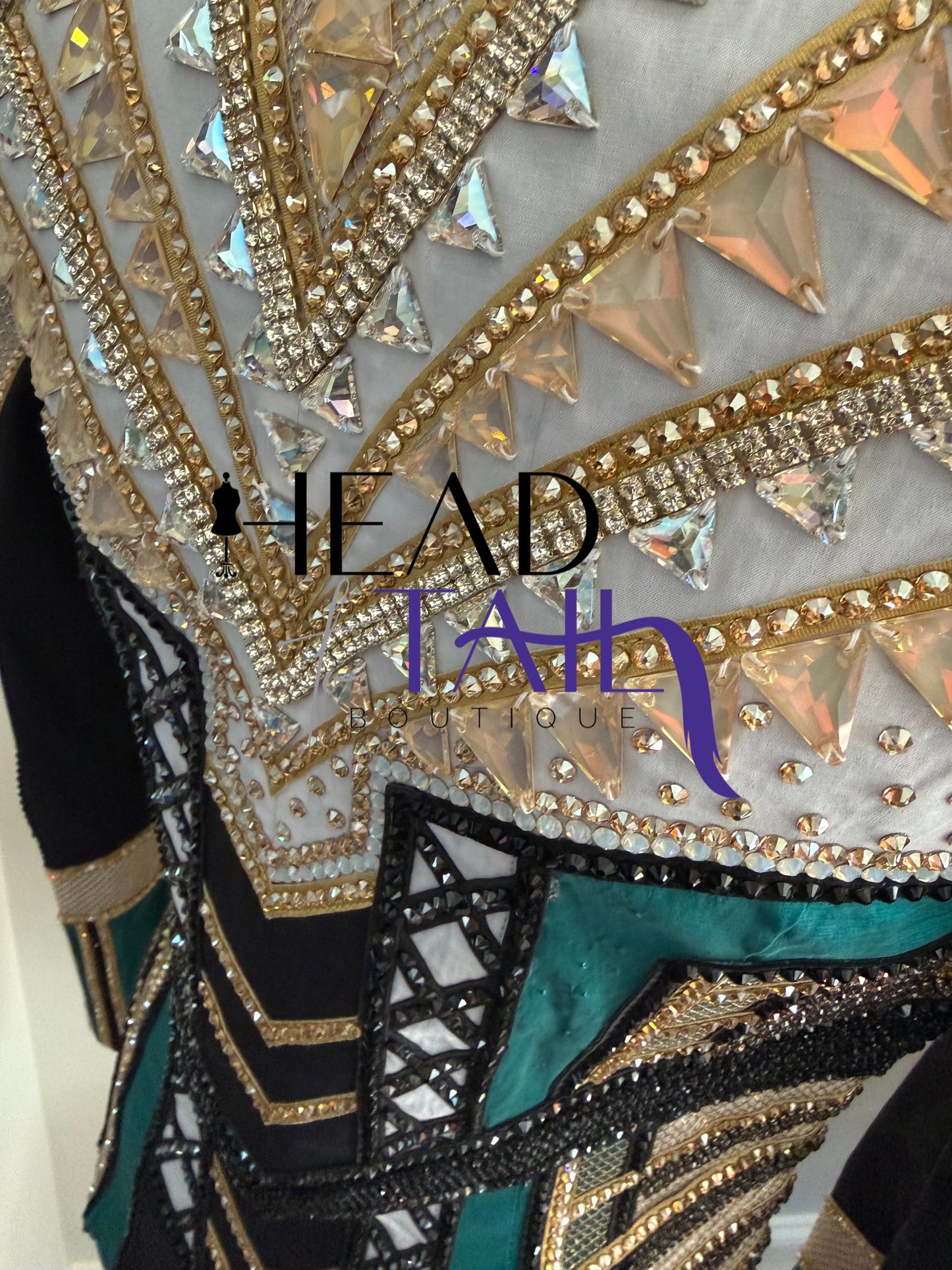 Unbridled Couture Teal, Gold & White Showmanship Jacket - X-Small/Small