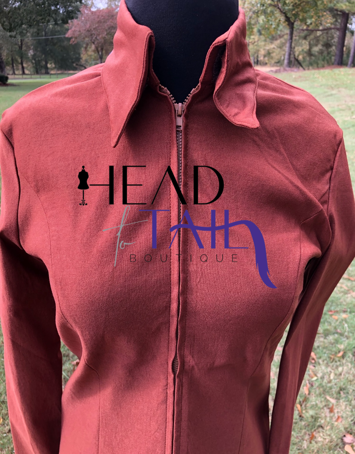 Rust Stretch Zip Up - BOGO FINAL SALE