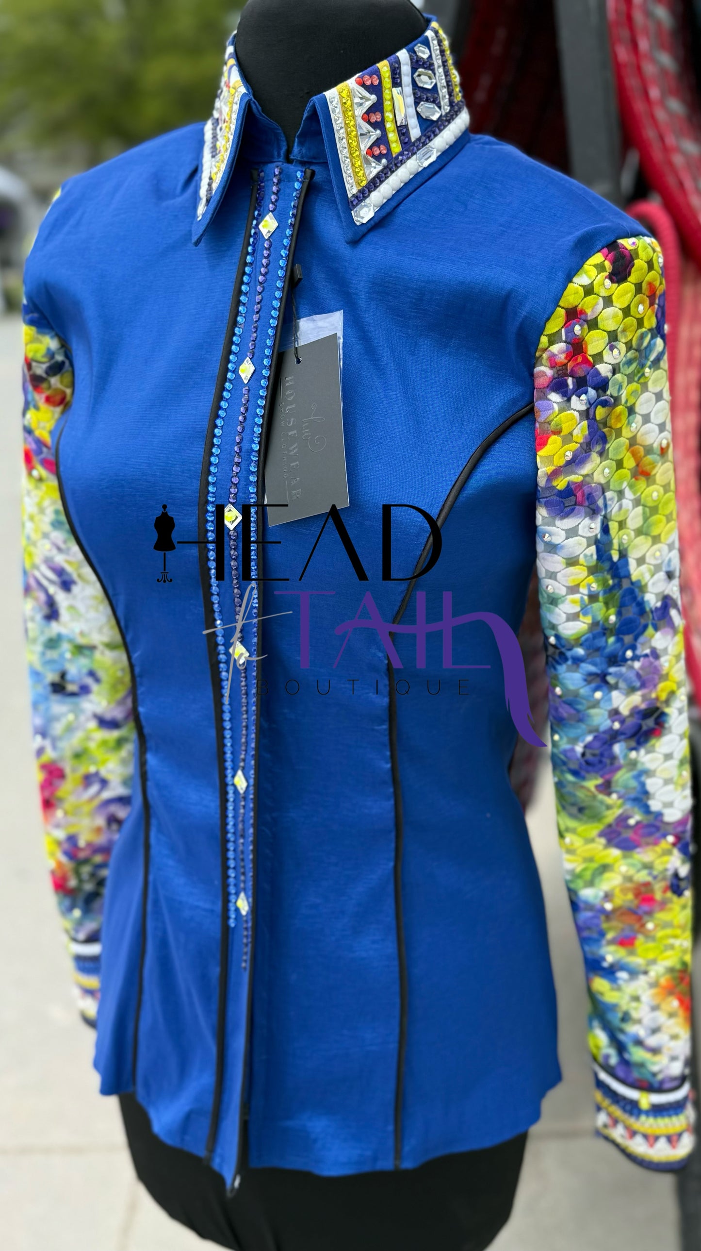 Housewear Show Clothing Royal Blue & Multi - Color Sheer Print - Small/Medium