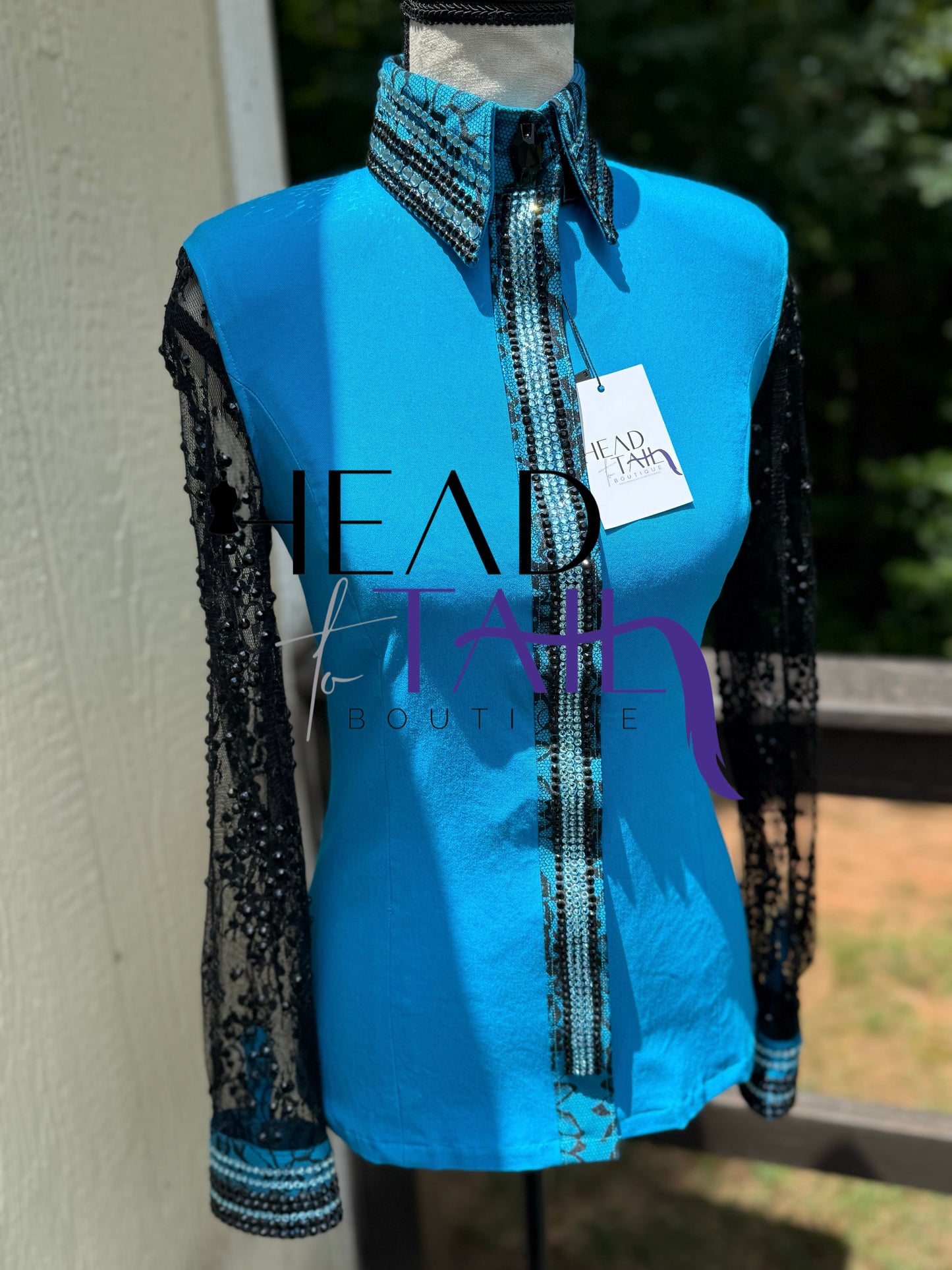 DDesigns Blue with Black Sheer Day Shirt - X-Small - FINAL SALE
