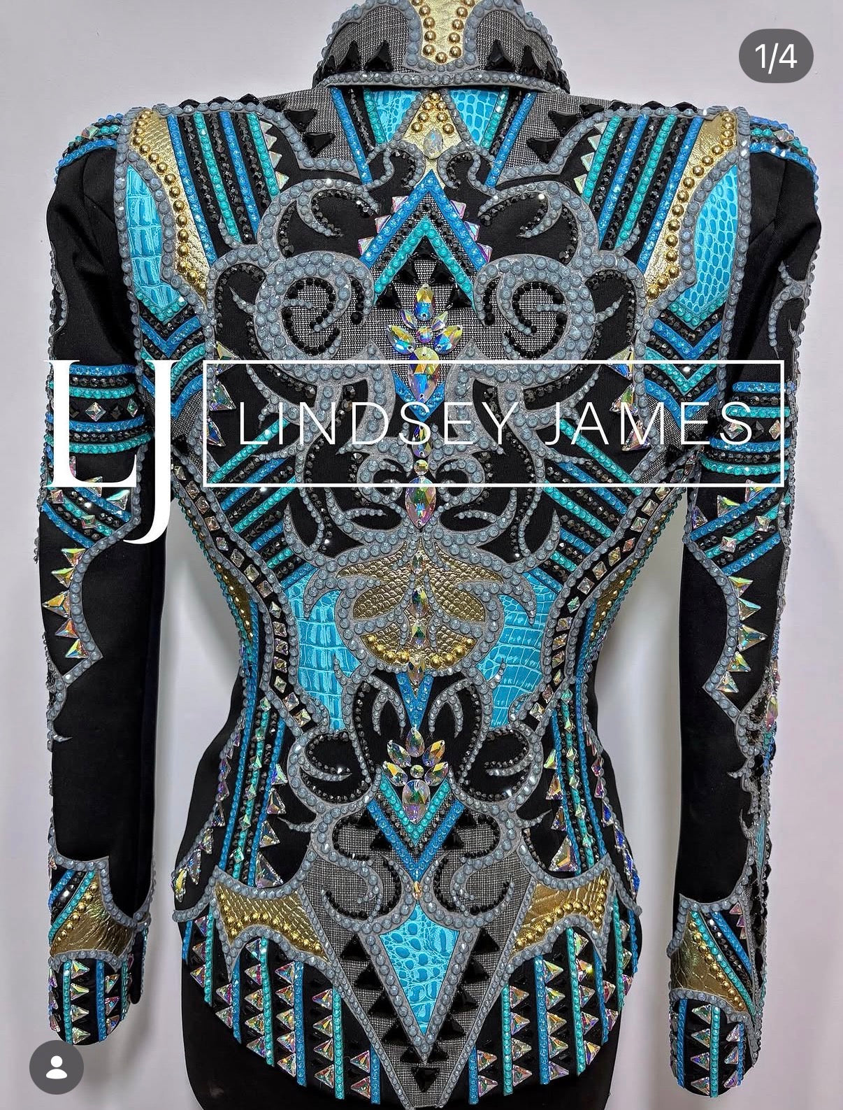 Lindsey James Show Clothing Blues, Gold & Plaid Showmanship Jacket - Small/Medium