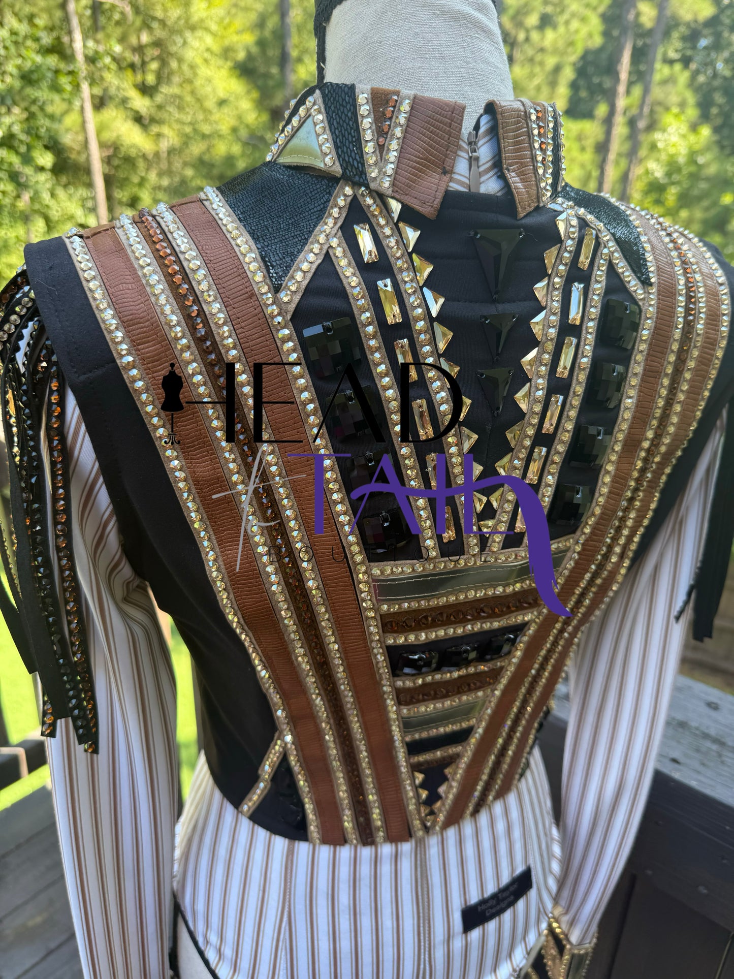 Holly Taylor Designs Cream, Tans, Chocolate, Black Day Shirt & Bolero- Petite/Youth X-Small/Small