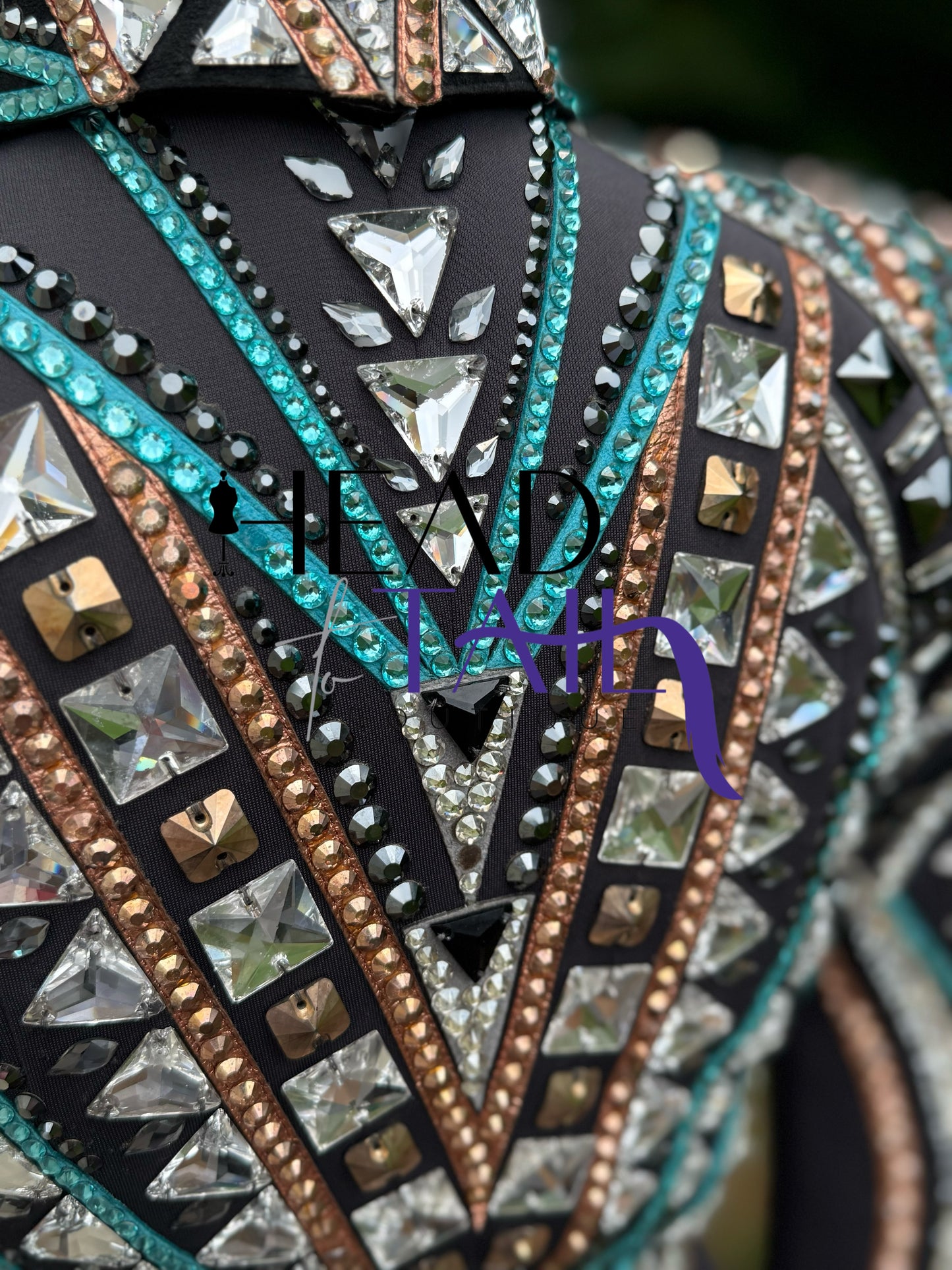 Lindsey James Show Clothing Teal, Rose Gold & Silver Showmanship Jacket - Youth Large/Adult X-Small