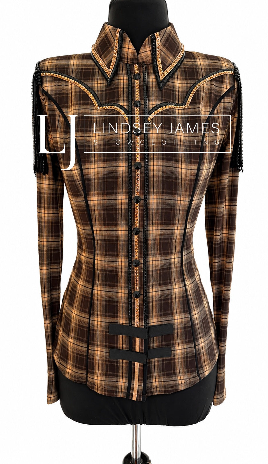 Lindsey James Black/Brown Plaid w/Fringe Day Shirt - XSmall/Small