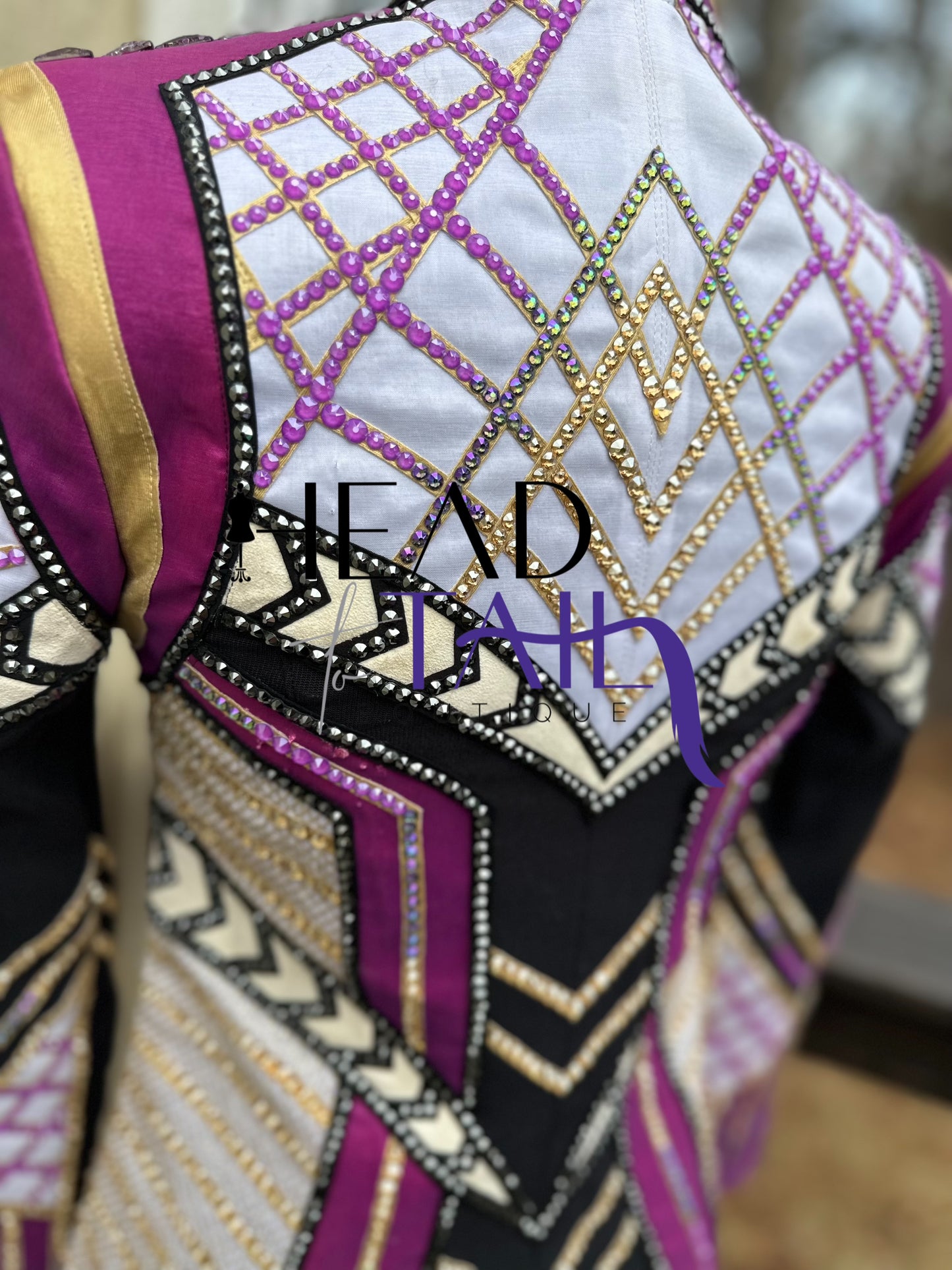 Unbridled Couture Showmanship, Horsemanship, Vest & Day Shirt Magenta Purple & Gold 4 Piece Set - YOUTH Large/ADULT XS