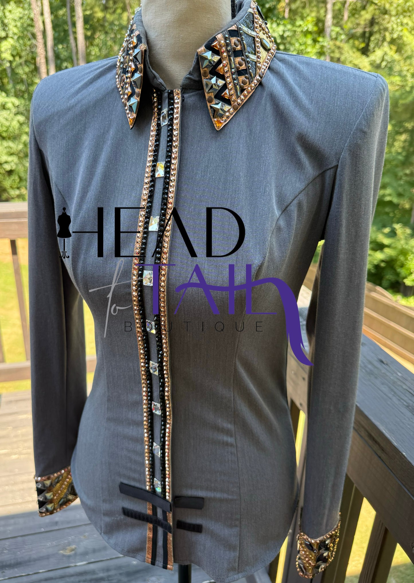 Lindsey James Show Clothing Black, Tans, Metals, Day Shirt & Bolero- Appx Size 4/6
