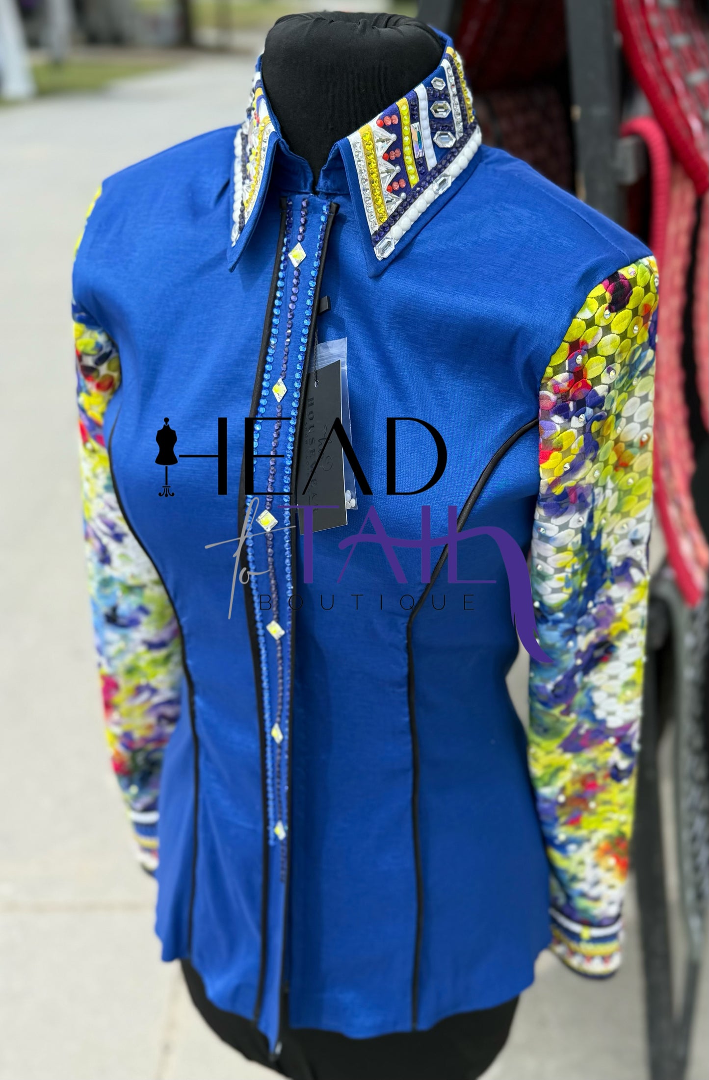Housewear Show Clothing Royal Blue & Multi - Color Sheer Print - Small/Medium