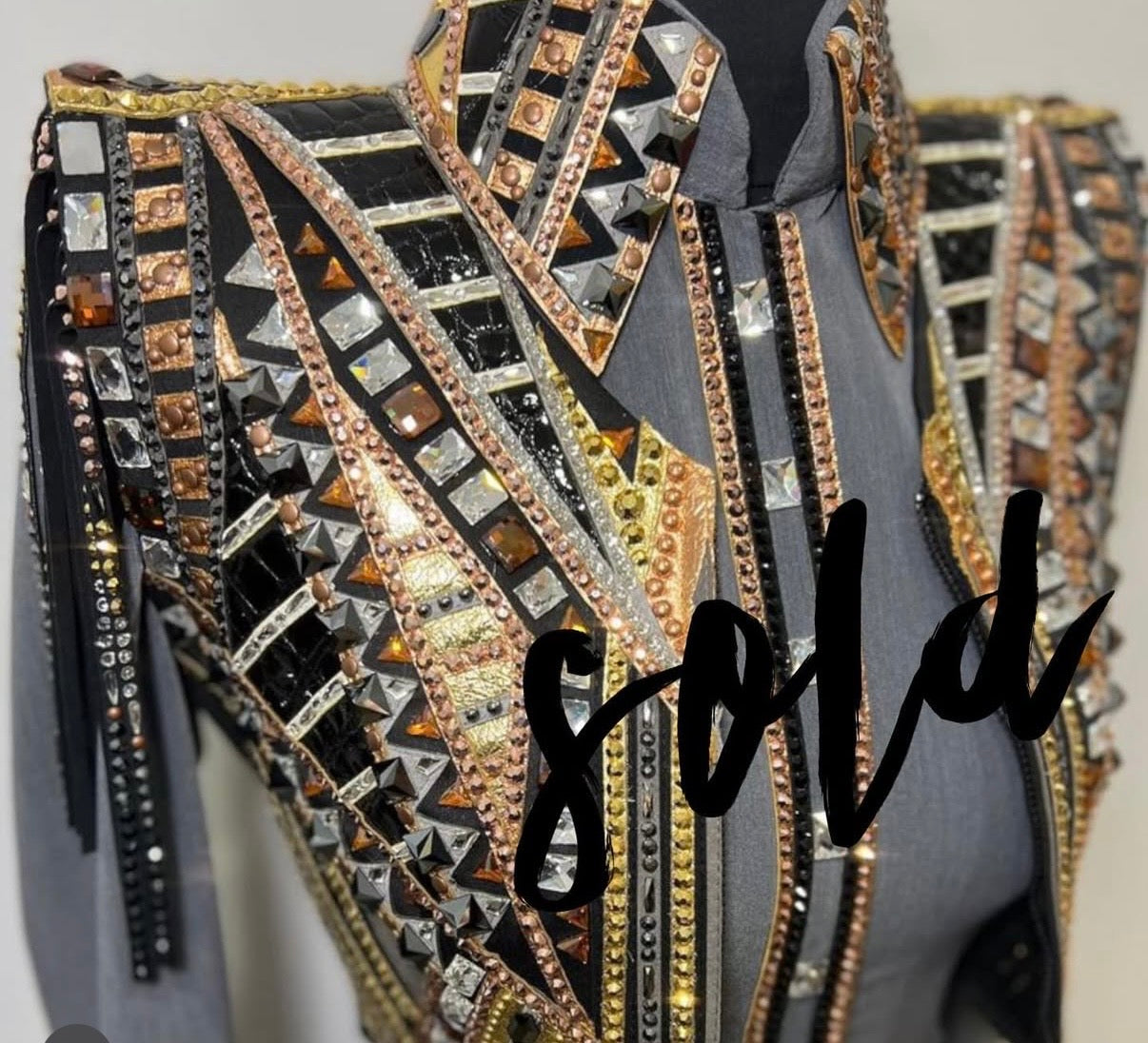 Lindsey James Show Clothing Black, Tans, Metals, Day Shirt & Bolero- Appx Size 4/6