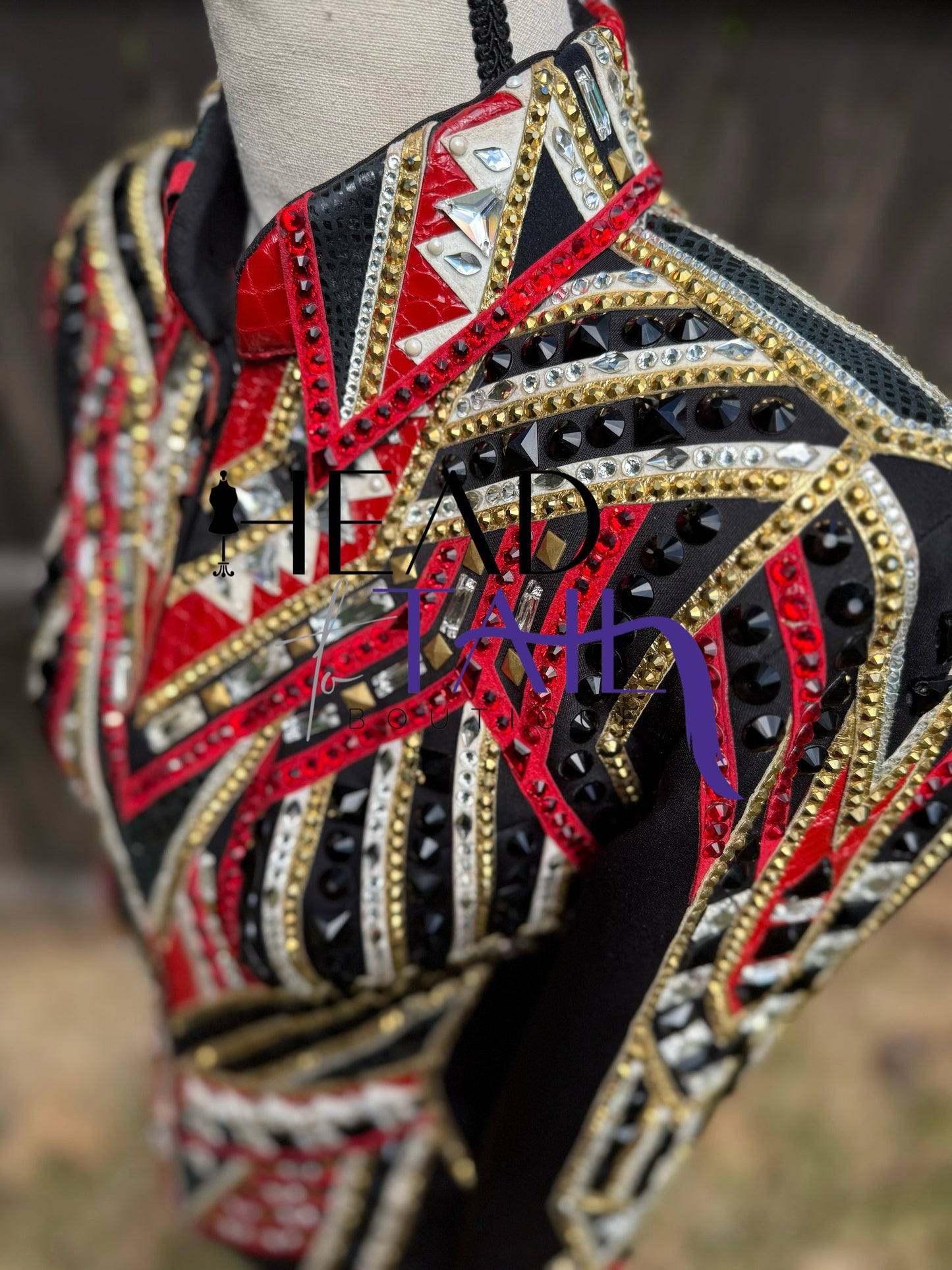 Lindsey James Show Clothing Red, Gold & Black Showmanship Jacket - Youth Large/Adult X-Small