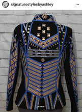Load image into Gallery viewer, Signature Styles by Ashley Blue &amp; Tan Showmanship Jacket - Large/X-Large
