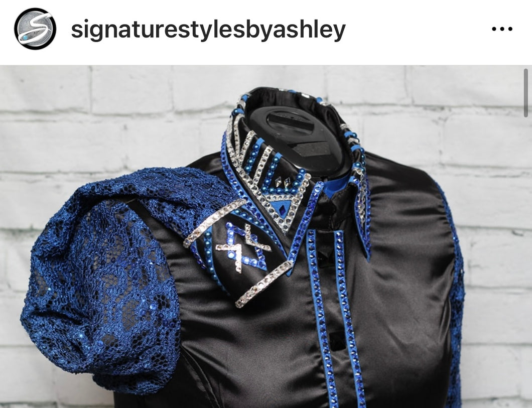 Signature Styles by Ashley Black w/Blue Sheer Sleeves - Medium