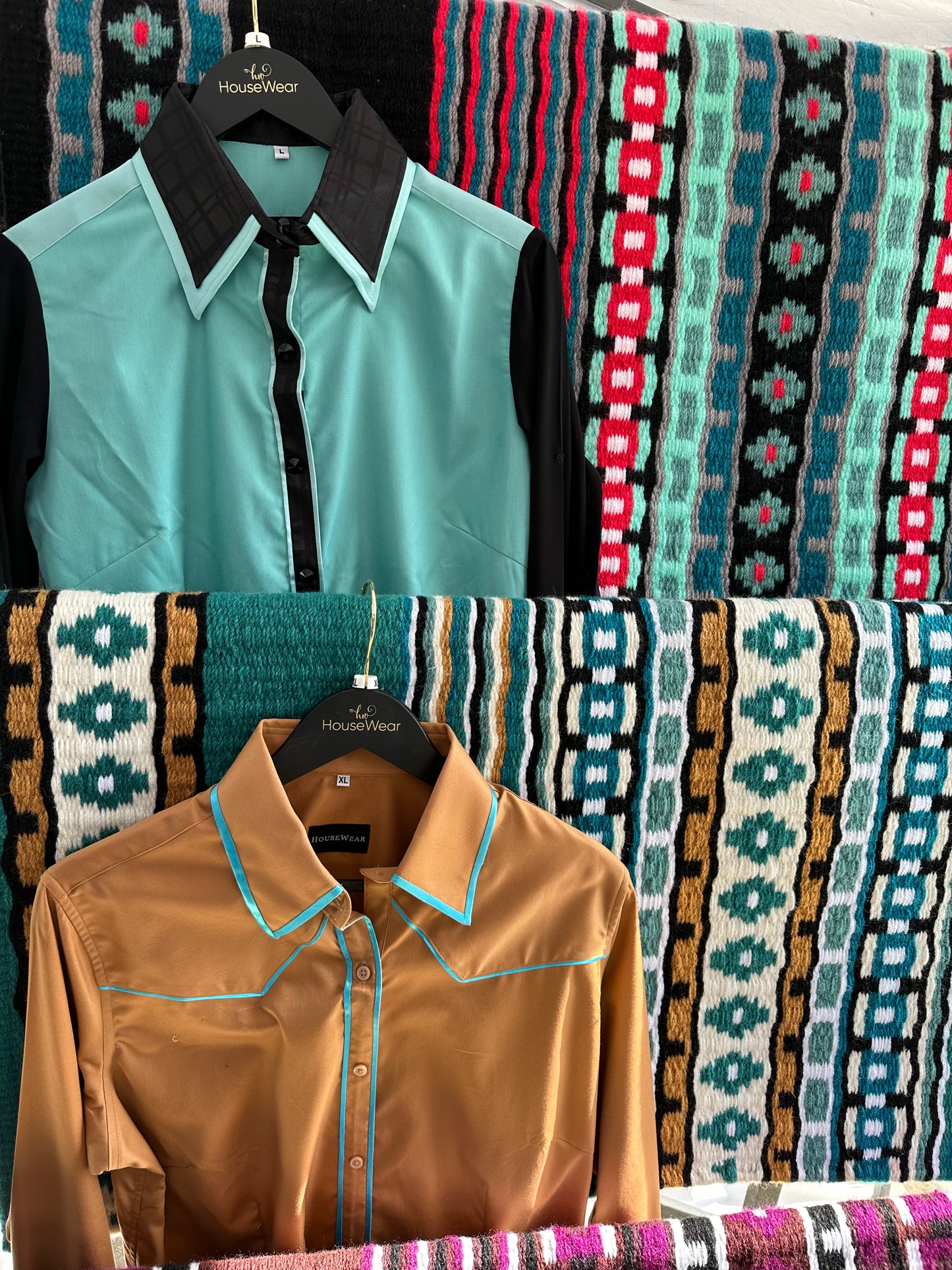 HouseWear Tailored Collection Tan & Turquoise- X-Large