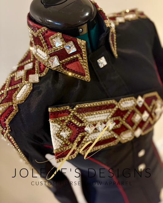 Jolene’s Designs Black, Maroon and Gold Day Shirt - Appx Small/Medium