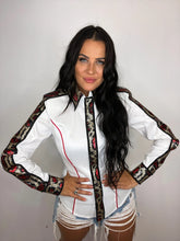 Load image into Gallery viewer, Unbridled Couture White Base with Full Leopard Sequin Sleeves - Medium
