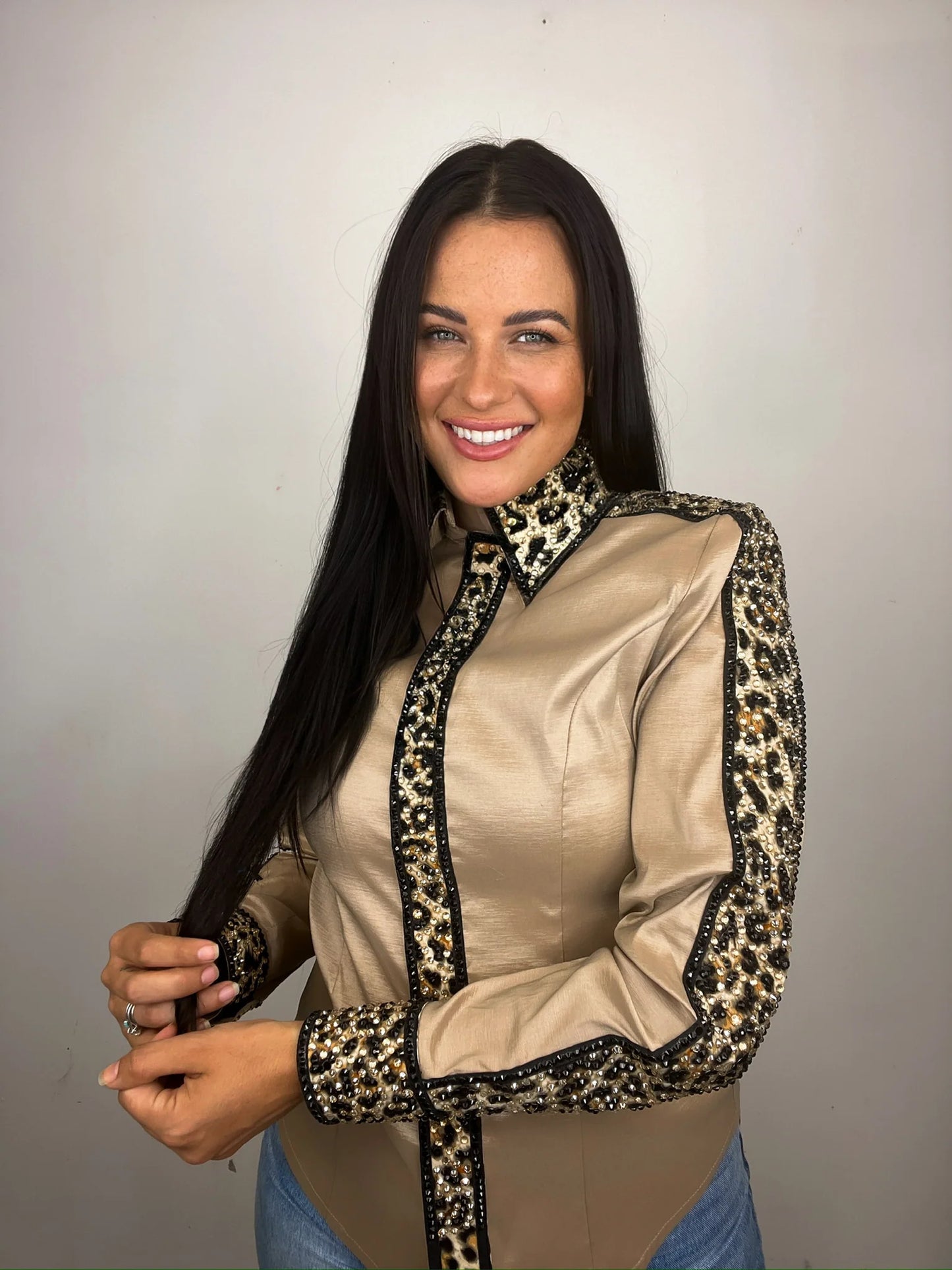 Unbridled Couture Gold with Leopard Accents - Medium