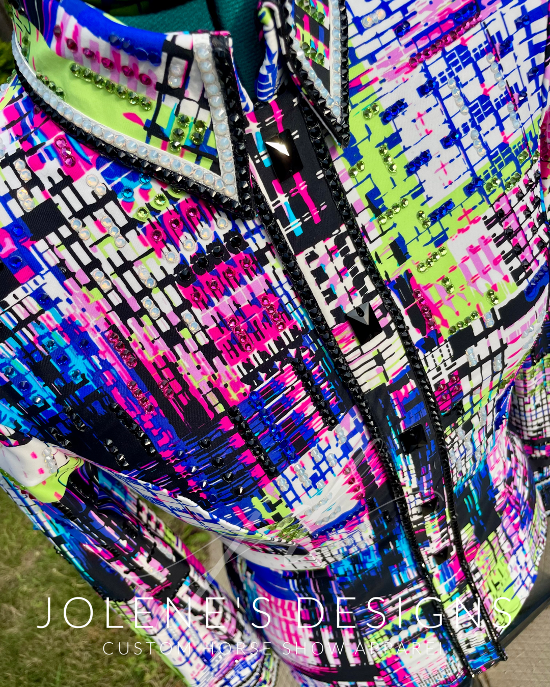 Jolene's Designs Abstract Pink-Green-Blue Day Shirt - Medium