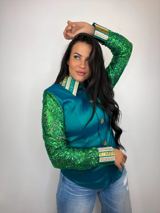 Unbridled Couture  Emerald & Gold  - Medium