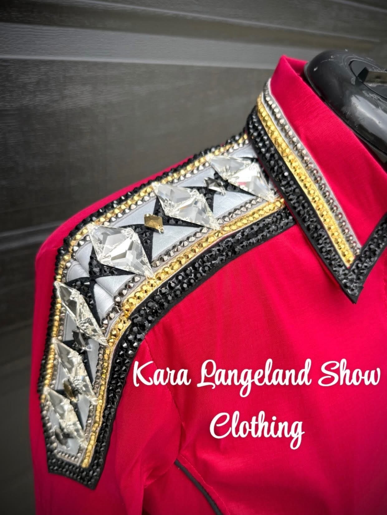 Kara Langeland Red Base, White, Black & Gold 1/2 Sleeve - X-Large