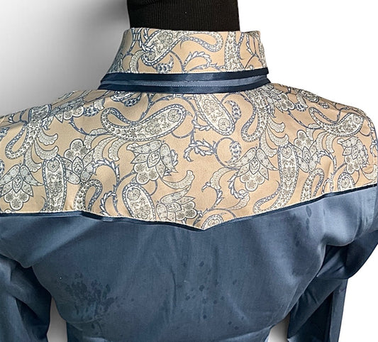 HouseWear Tailored Collection Light Blue & Tan Yoke Print - X-Small