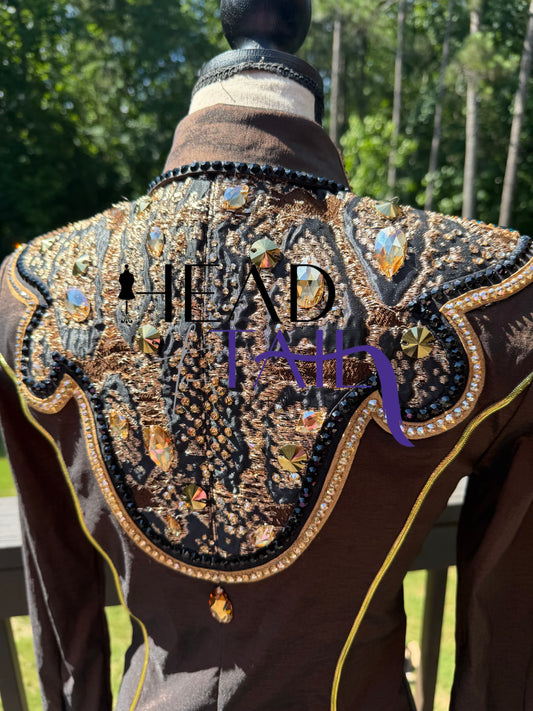 Royali Designed Chocolate, Gold & Teal Day Shirt - XSmall/Small