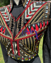 Load image into Gallery viewer, Lindsey James Show Clothing Red, Black &amp; Gold Bolero + Shirt - Small
