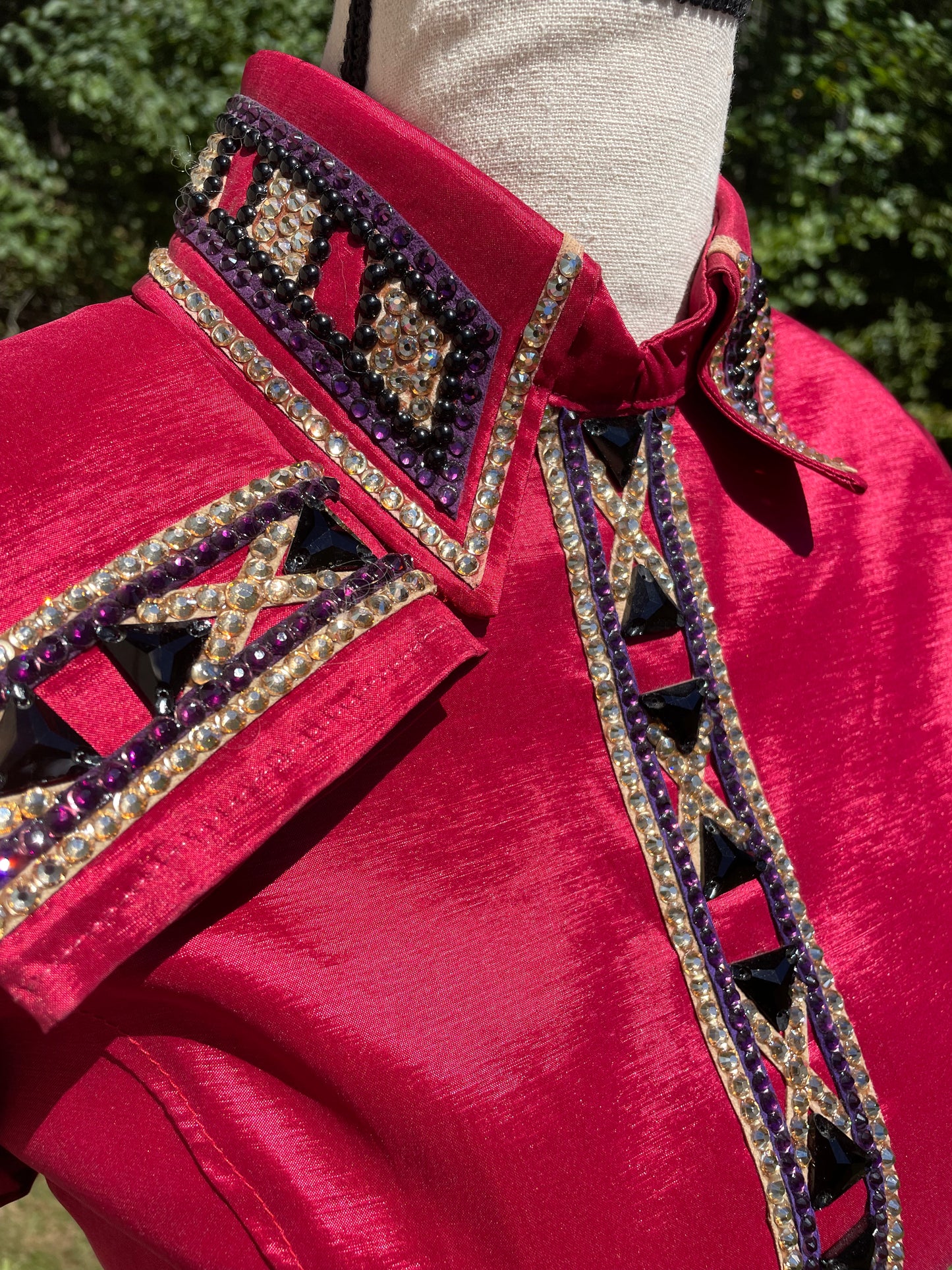 Mode Cheval Reds, Purples and Gold Vest & Shirt - Medium - FINAL SALE