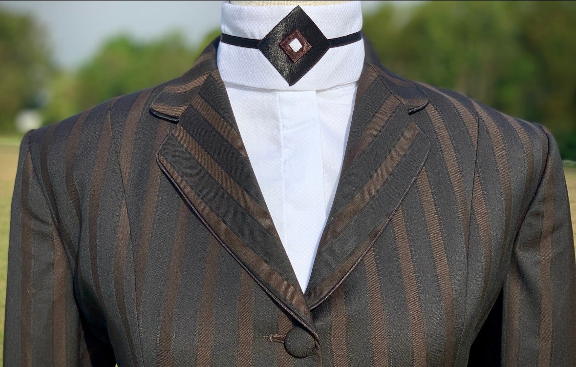 Boo Yah Brown Tone on Tone Stripes with Piping - Size 6