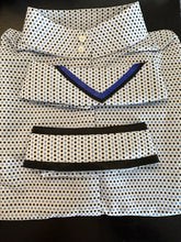 Load image into Gallery viewer, White w/ Lt Blue &amp; Black Dots: 2 Collars - Size 38

