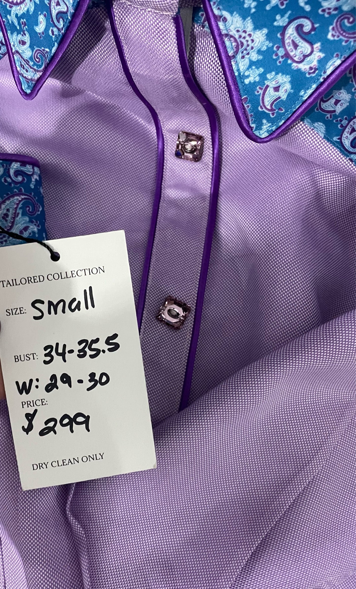 HouseWear Tailored Collection Light Purple & Blue Paisley Yoke Shirt - Small