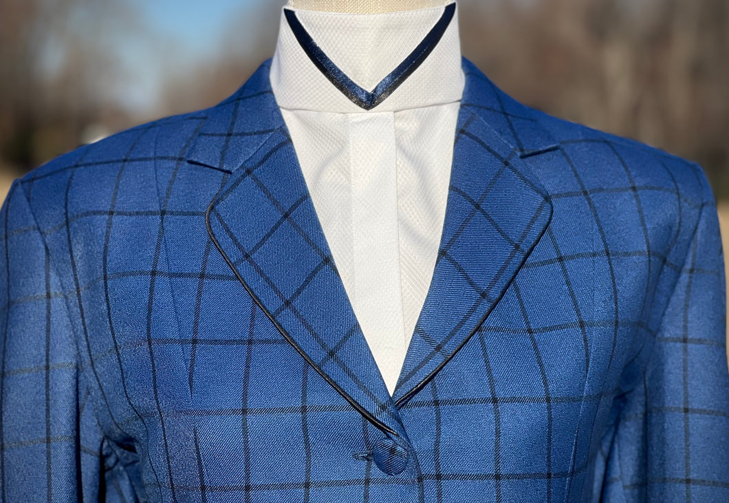 Blue & Black Plaid with Piping - Size 10