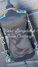 Load image into Gallery viewer, Kara Langeland Aztec Black, Light Blue &amp; Coral Day Shirt - Medium/Large
