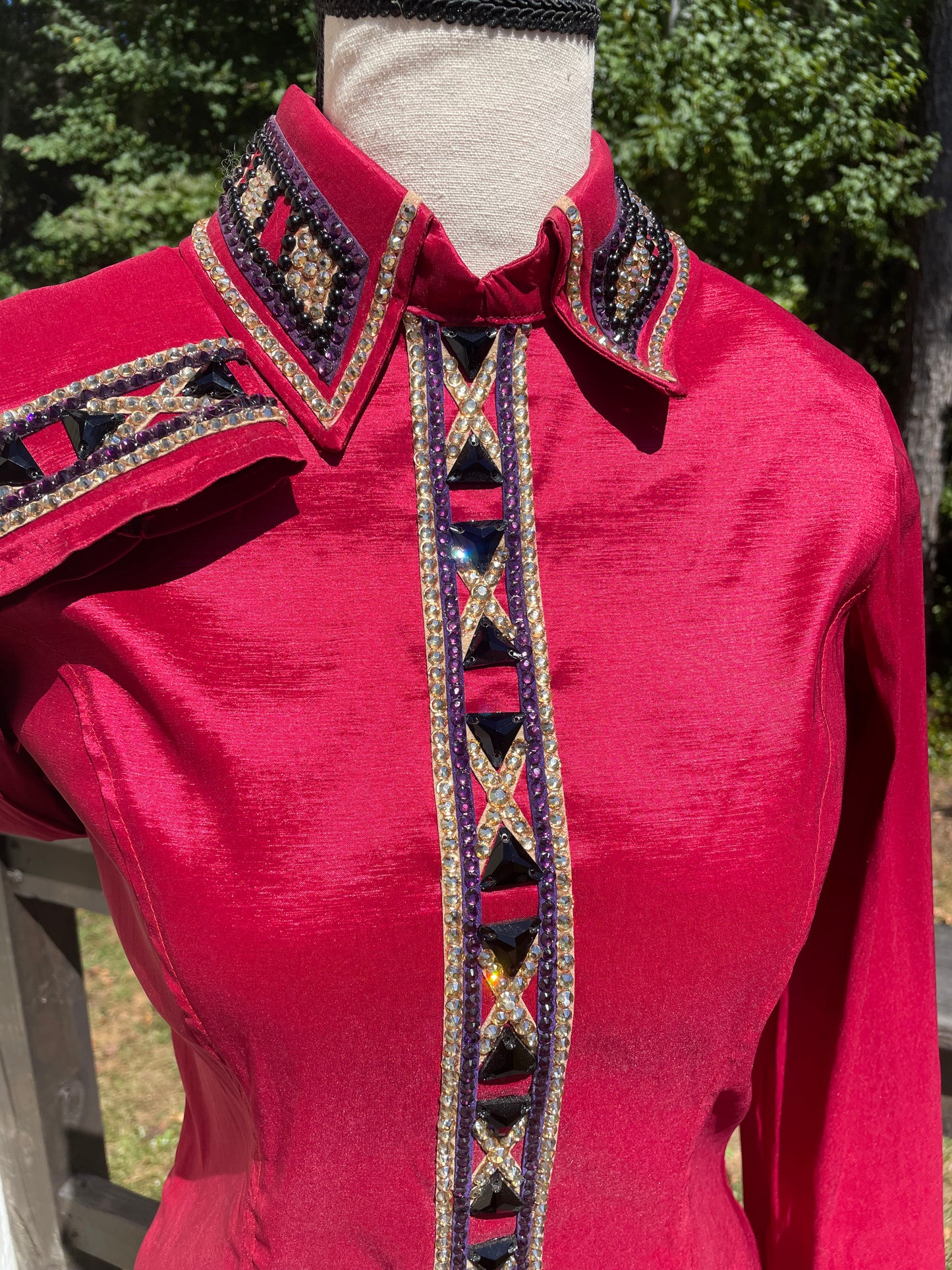 Mode Cheval Reds, Purples and Gold Vest & Shirt - Medium - FINAL SALE